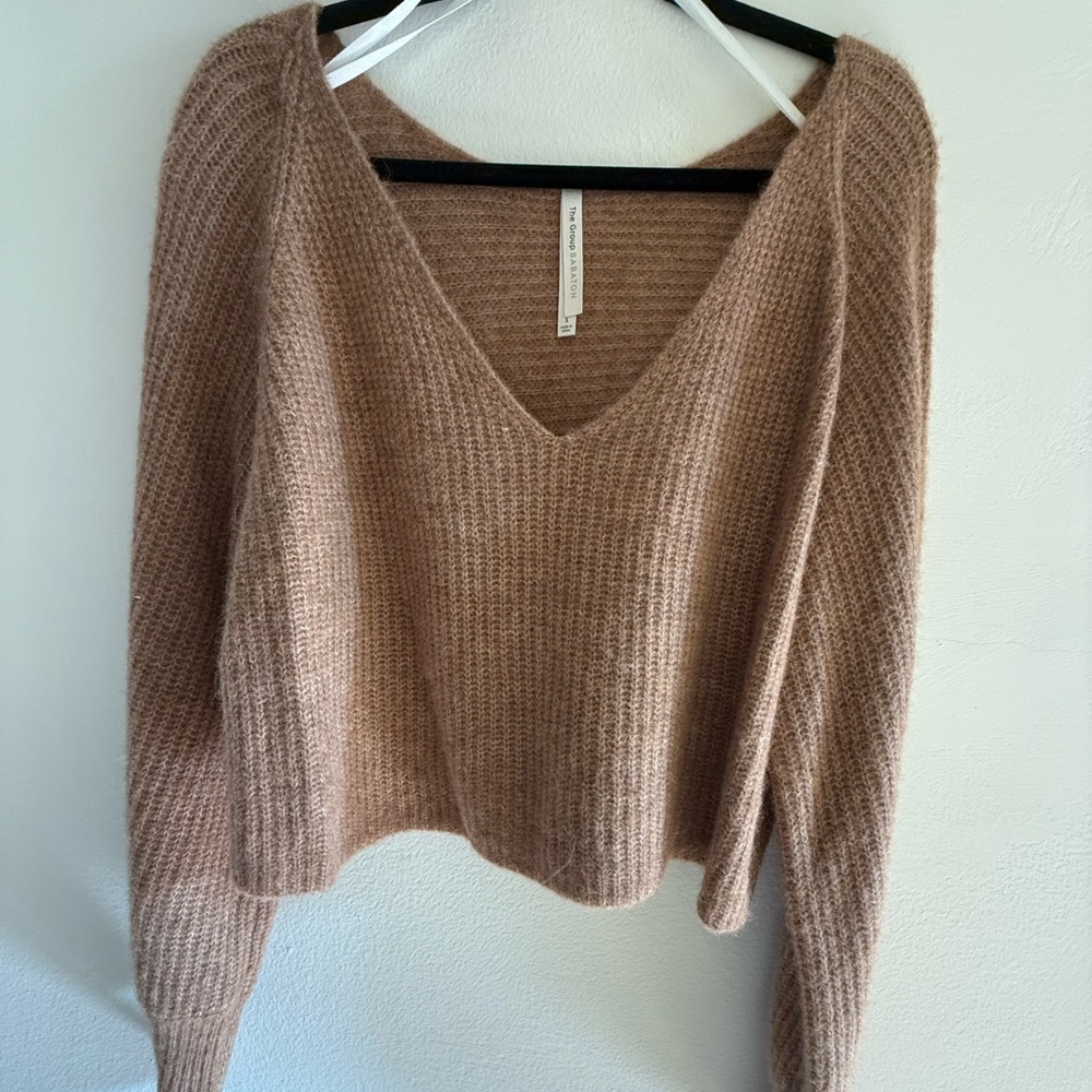 Aritzia V-Neck Sweater in Tan